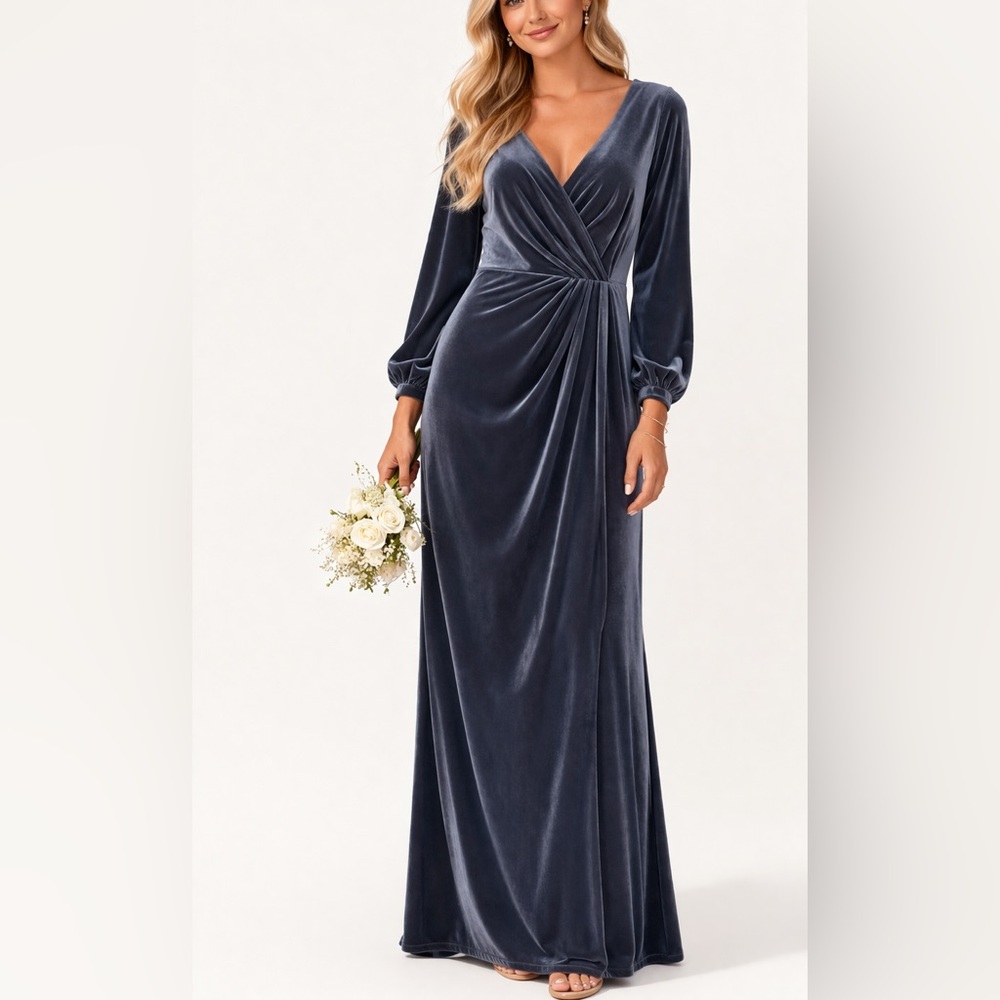 Revelry Vera Velvet Dress | Size 8 | Indie Blue